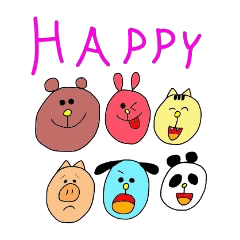 [LINEスタンプ] Cute and Happy Animalsの画像（メイン）