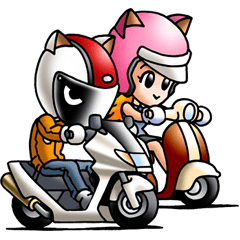 [LINEスタンプ] 猫耳ライダース2 スクーター（日本語版）