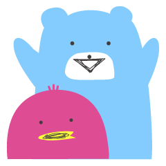 [LINEスタンプ] 青いクマとピンクの鳥の画像（メイン）