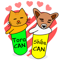 [LINEスタンプ] Shiba CAN and Tora CAN (Eng)