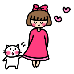 [LINEスタンプ] リボンの女の子とおともだち