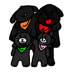 [LINEスタンプ] チワワと黒ラブの仲良し家族の画像（メイン）