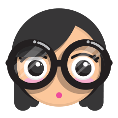 [LINEスタンプ] Cute girl with black glassesの画像（メイン）