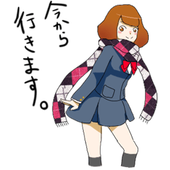 [LINEスタンプ] マフラーと女子高校生の画像（メイン）