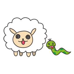 [LINEスタンプ] ひつじんとヘビタ