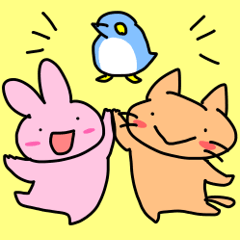 [LINEスタンプ] ウサギとネコとペンギン少々