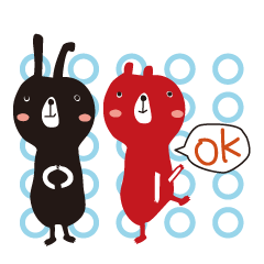 [LINEスタンプ] 黒いうさぎと赤いくま