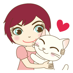 [LINEスタンプ] おんなの子とねこ