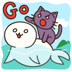 [LINEスタンプ] The Stupid Seal and the Moody Cat (J)