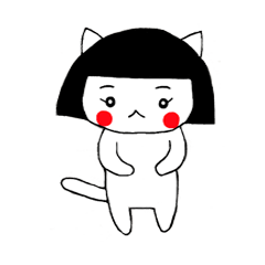 [LINEスタンプ] おかっぱ猫の日常