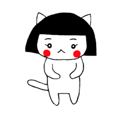 [LINEスタンプ] おかっぱ猫の日常の画像（メイン）