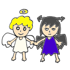 [LINEスタンプ] ごきげん天使＆ふきげん悪魔