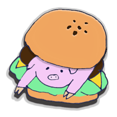 [LINEスタンプ] 食べるの大好きなぶた子の画像（メイン）