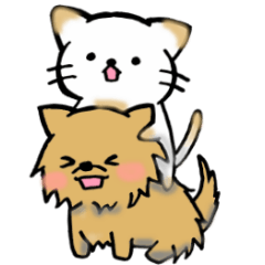 [LINEスタンプ] 上からにゃんこ・下からわんこの画像（メイン）