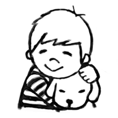 [LINEスタンプ] 漫画風スタンプ【男の子と犬】の画像（メイン）