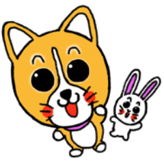 [LINEスタンプ] スマイル！コーギー犬とウサギさん。