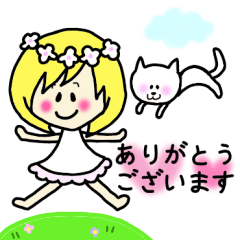 [LINEスタンプ] ゆるふわ女の子とネコさんの画像（メイン）