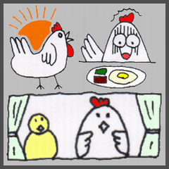 [LINEスタンプ] にわとりヒヨコ親子の画像（メイン）