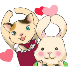 [LINEスタンプ] 半てんうさぎと仲間たち