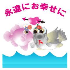 [LINEスタンプ] 金魚ちゃん 家族,カップル用 (日本語版)