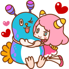 [LINEスタンプ] ウミとウシのラブラブ同棲生活の画像（メイン）