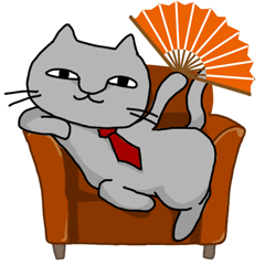 [LINEスタンプ] 上から下から灰色猫【にくにくシリーズ】の画像（メイン）