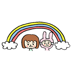 [LINEスタンプ] カツラちゃんとお面うさぎのゆるーい日常。の画像（メイン）