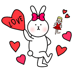 [LINEスタンプ] うさぎのみみ子らぶりーはっぴー前向き編の画像（メイン）