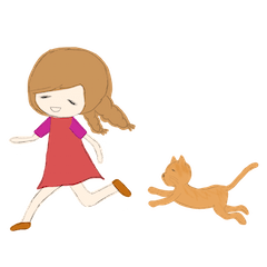 [LINEスタンプ] 小さな女の子のルミールと猫のキャラメルの画像（メイン）