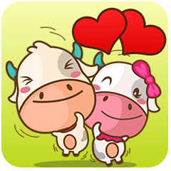 [LINEスタンプ] 愛し合う牛のカップル モービー＆ミラの画像（メイン）