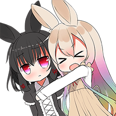 [LINEスタンプ] ニジイロうさぎとモノクロうさぎ その2の画像（メイン）