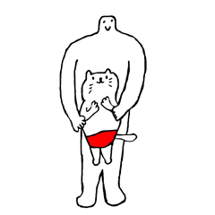 [LINEスタンプ] 肩幅の広い人と猫