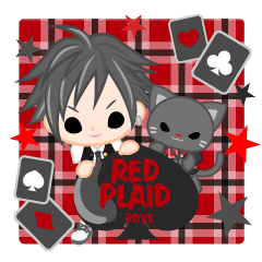 [LINEスタンプ] RED PLAID  boys -japanese-の画像（メイン）