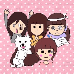 [LINEスタンプ] 4人の女の子とわんちゃん2