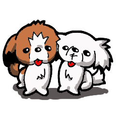 [LINEスタンプ] ハナペチャ犬 ココとネリの画像（メイン）